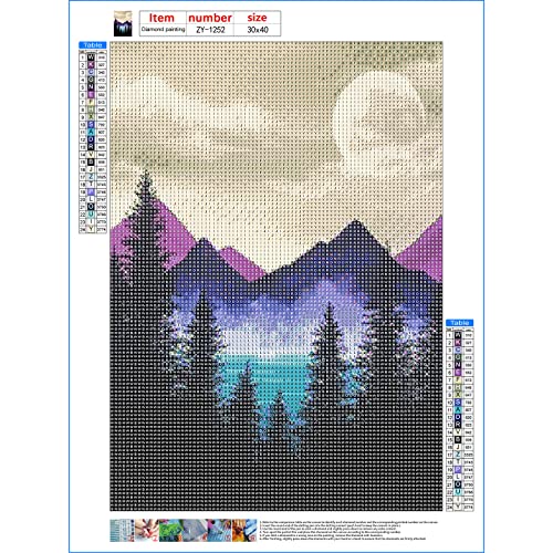 Lalord Diamond Painting Kits for Adults Round Full Drill Diamond Painting Kits, 5D DIY Diamond Painting by Number Kits Diamond Art Kits for Home Wall Decor 12x16 Inch, Scenery