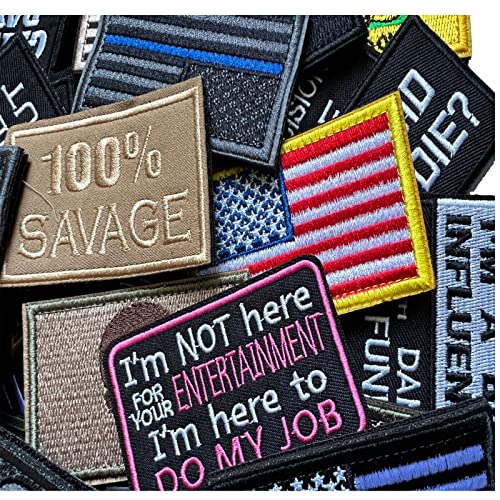 Butie 20 Pieces Random Funny Tactical Military Morale Patch Full Embroidery Patch Set for Caps,Bags,Backpacks,Clothes,Vest,Military Uniforms,Tactical Gears Etc …(RF-079) …