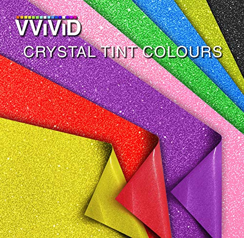 VViViD DECO65 Colorful Crystal Tint Transparent Frosted Crafting Adhesive Vinyl Film 12 Inch by 48 Inch Roll w/ 12 Inch by 24 Inch Sheet of High-Tack Transfer Paper (Gold Yellow)