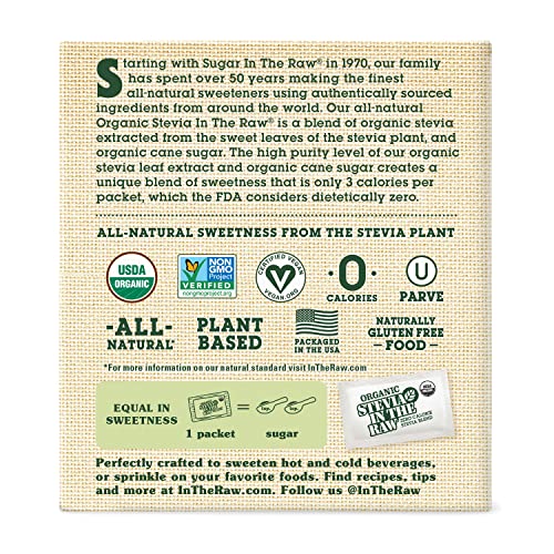 In The Raw ORGANIC STEVIA IN THE RAW, Zero-Calorie Sweetener Packets 300 Count (1 Pack)