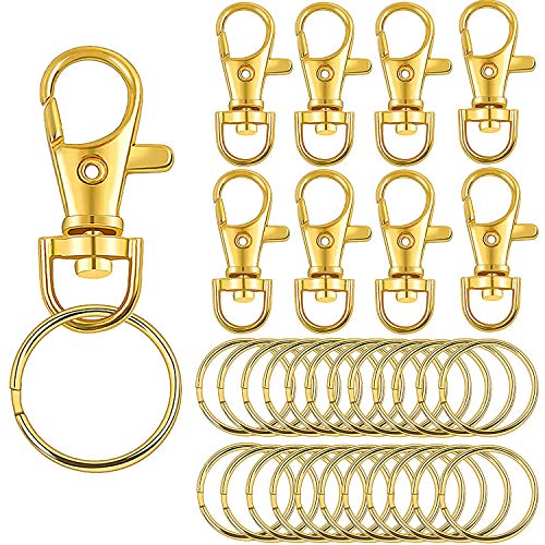 BronaGrand 50 PCS Swivel Lanyard Snap Hooks Strong Key Chain Rings and Lobster Clasps Trigger Clips for DIY Bags, Jewelry and Craft Making