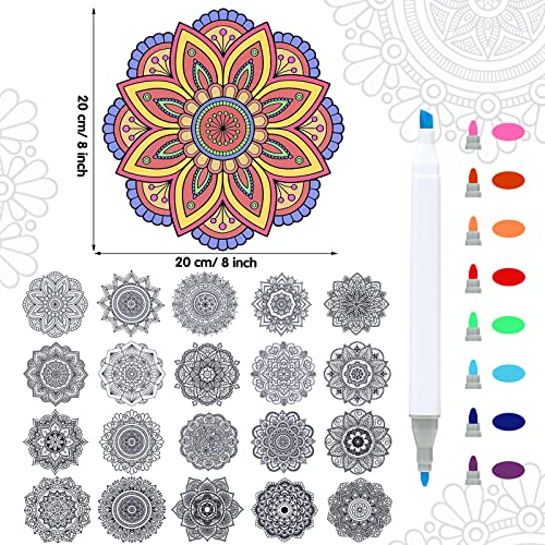 28 Pcs Color Your Own Stained Glass Mandala Window Clings and Markers, Window Arts and Crafts for Adults Teens Suncatchers DIY Kit Stained Glass Making Supplies for Hobby Beginners Gifts Home Decor