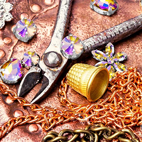 WILLBOND 156 Pieces Sew on Rhinestones Claw Flatback Crystal Rhinestones Metal Prong Setting Rhinestones Acrylic Glass Sewing Gems for Clothes DIY Craft Shoes Dress Jewelry Making (Golden AB)