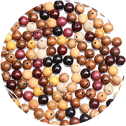FYGEM 100pcs 10 Colors Wooden Loose Round Beads 10MM for DIY Jewelry Making Hole Size 1.3mm for Bracelet Necklace Earrings (10-Colors Wooden)