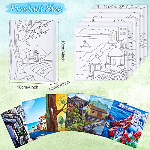 12 Pcs Pre Drawn Outline Canvas Art 4 x 4 inch, Back to School Pre Drawn Stretched Canvas Painting Boards for Painting First & Last Day of School Paint Party Favor for Kid Student (Cute Style)
