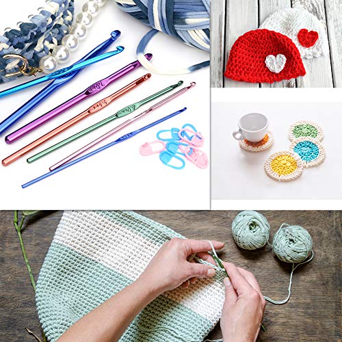  Mdoker 100 Pieces Crochet Kit with Yarn and Knitting  Accessories Set,Complete Knitting Kit for Beginners Include Soft Grip Crochet  Hooks,Aluminum Crochet Hooks,Crochet Yarn Balls,Crochet Supplies Set