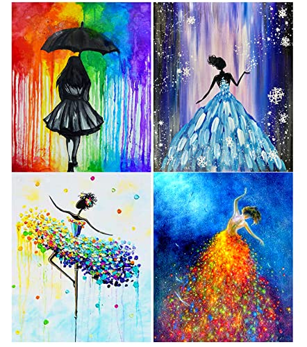 Aonogamy Diamond Painting DIY 5D Diamond Art Painting for Adults &Kids with Round Diamond Painting kit Full Drill Girls Gem Painting for Home Decoration 12x16in 4Pack