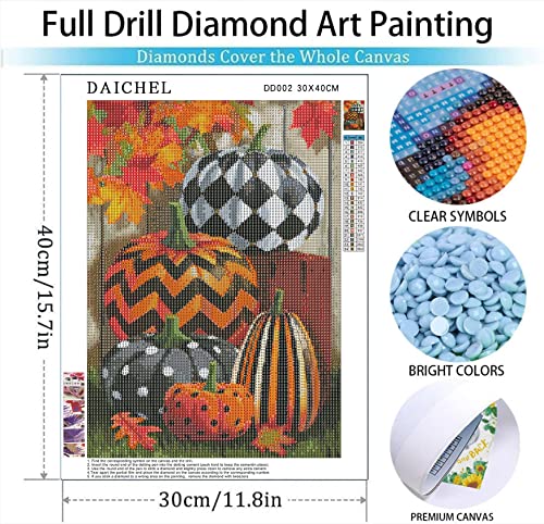 Pumpkin Diamond Art Painting Kits for Adults - Fall Full Drill Diamond Dots Paintings for Beginners, Round 5D Paint with Diamonds Pictures Gem Art Painting Kits DIY Adult Crafts Kits 12x16inch