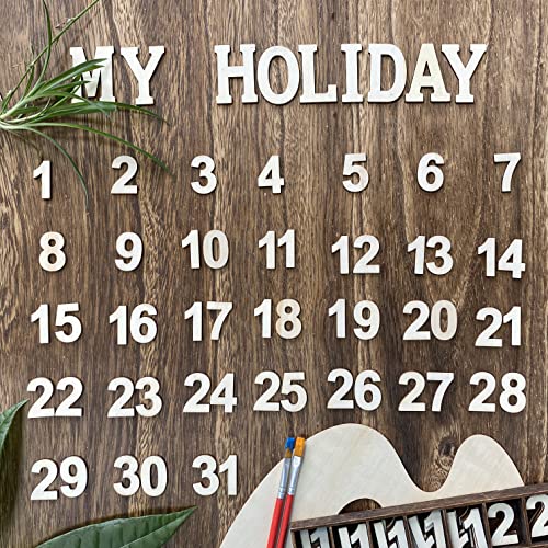 1-1/4 Inch (1.25") 185 Pieces Unfinished Wooden Numbers Blank Wood Clock Numbers Unpainted Calendar Numbers Scrapbooking Crafts