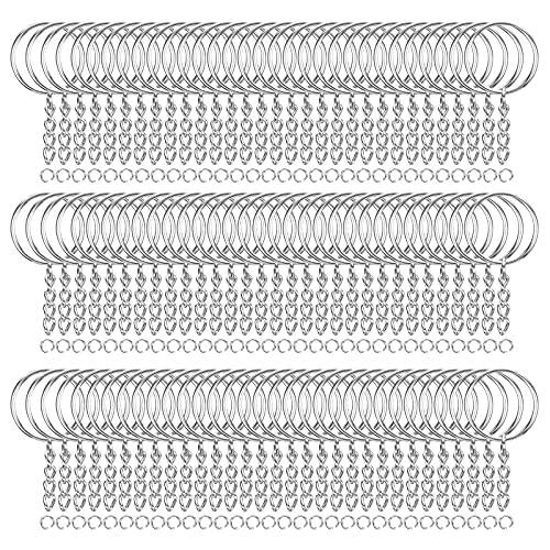 HAUTOCO 100pcs Keychain Rings with Chain and Jump Rings, 1 inch Split Key Ring with Chain Heavy-Duty Keychain Rings Bulk for Craft Making Jewelry Making Keyrings Kit