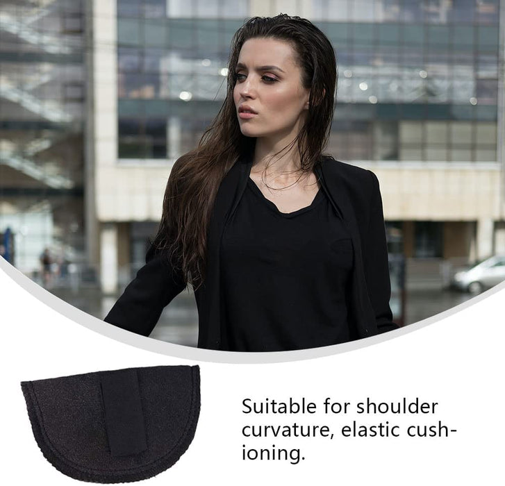 Shoulder Pads for Womens Clothing 2 Pair Soft Foam Padded Self Adhesive Shoulder Pad Soft Covered Sewing Foam Pads Sewing Accessories for Blazer Clothes Craft DIY(Black)