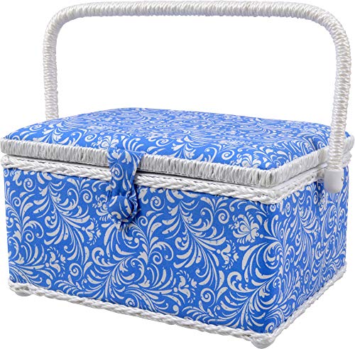 SINGER 07228 Sewing Basket with Sewing Kit, Needles, Thread, Pins, Scissors, and Notions, Deliah Scroll