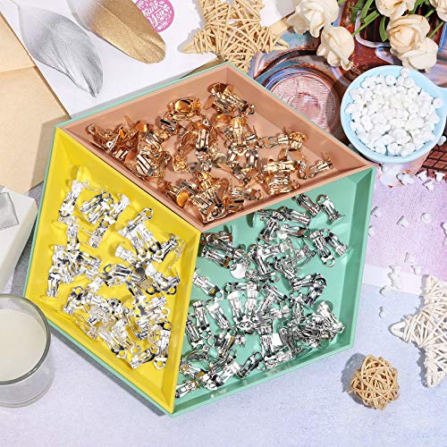 150 Pieces Round Flat Back Tray Earring Clips and 200 Pieces Earring Pads for Non Piercing DIY Earring Jewelry Making