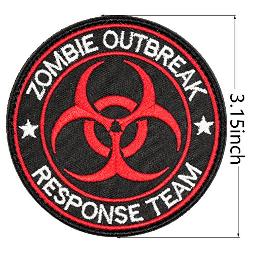 U-LIAN Zombie Outbreak Response Team Biohazard Morale Tactical Patch Embroidered Applique with Hook and Loop Fastener Backing Patch (Black+Red)
