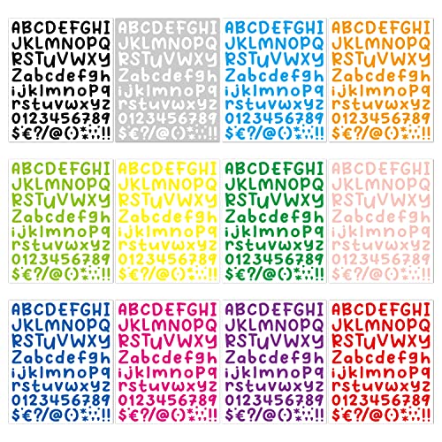 972 Alphabet Stickers 12 Sheets Alphabet Stickers Vinyl Self-Adhesive Number Alphabet Vinyl Stickers, Mailbox Numbers Labels DIY Crafts Art Making, Decals for Sign,Notebook, Classroom Decor, Door