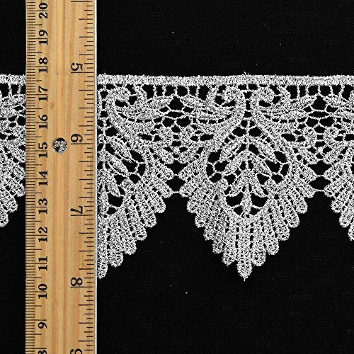 2-Yards 3" Metallic Lace Trim for Bridal, Costume or Jewelry, Crafts and Sewing, LP-MX-3399 (Silver)
