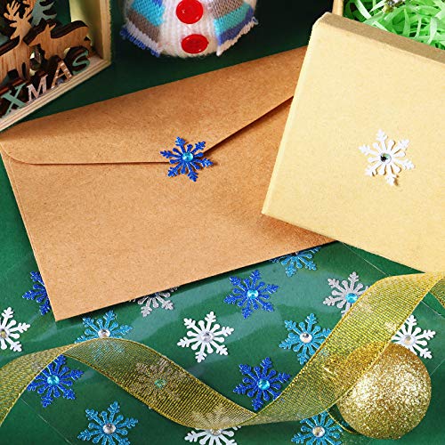 Snowflake Dimensional Stickers Christmas 3D Snowflake Stickers Diamond Snowflake Decoration Stickers for Christmas Holiday Envelopes Winter Decoration Crafts, 4 Colors (200 Pieces)