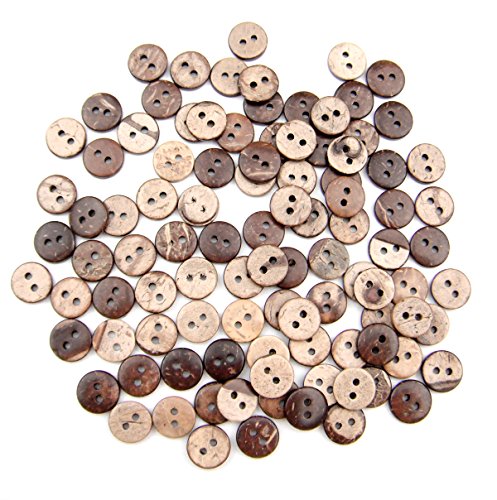 All in ONE Brown 2 Holes Coconut Shell Sewing Buttons Clothing Accessories (10MM 100PCS)