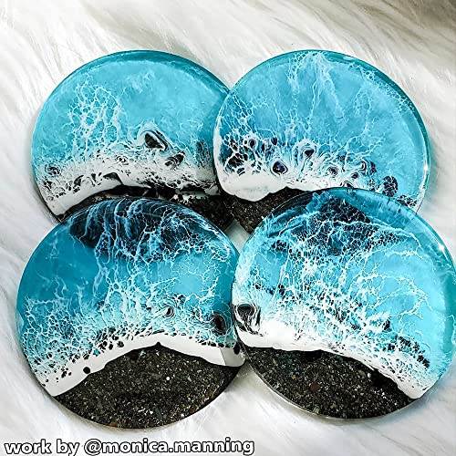 ResinWorld 4 Pack 4 inches Round Coaster Molds, Thick Coaster Silicone Molds for Resin Casting, Geode Aagte Silicone Coaster Epoxy Casting Mold