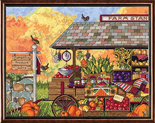 Janlynn 017-0111 Buck's County Farm Stand Counted Cross Stitch Kit, 16 x 12