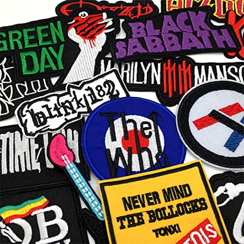 30pcs Heavy Meta Band Patches Iron on Rock Music Badges Hippie Punk Stickers for Clothes (A)