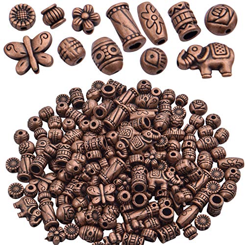 BronaGrand 100 Gram(About 150-200pcs) Antique Copper Spacer Beads Charm Bead Spacers Jewelry Findings Accessories for Bracelet Necklace Jewelry Making(Dark Color)