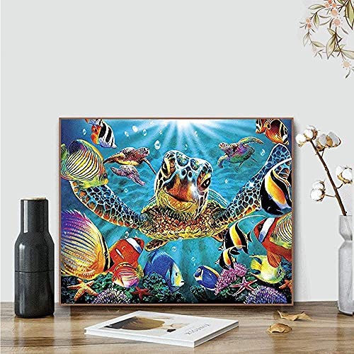 Kimily Turtle DIY Paint by Numbers for Adults Kids Sea Turtles Paint by Numbers DIY Painting Ocean Animals Acrylic Paint by Numbers Painting Kit Home Wall Living Room Bedroom Decor Green Sea Turtle