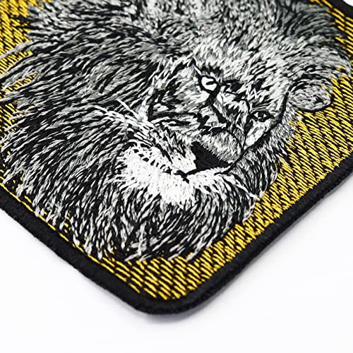 Lion Patch Exotic Animals Embroidery Lion Head Wildlife Iron-on | Embroidered Artwork Zodiac Lion Gift | Species Protection Badge Protection Nature Lovers Iron-on Embroidery | 2.75 x 2.75 inches