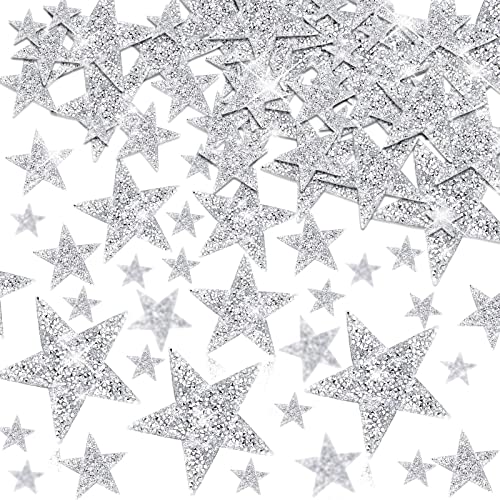 120 Pieces Star Rhinestone Appliques Iron on Star Patches Rhinestone Glitter Star Patches Bling Rhinestone Appliques Embellishments Patches for DIY Accessory in 4 Sizes(Silver)