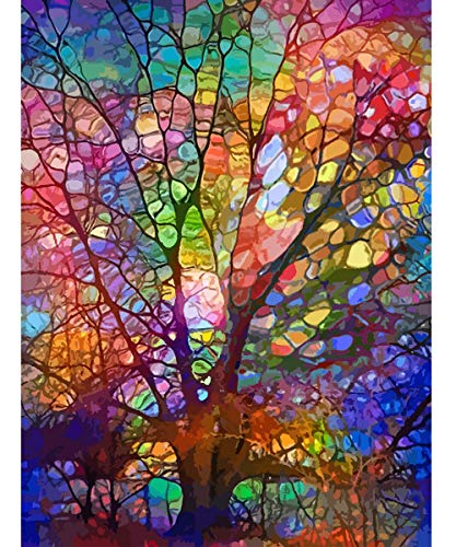 Petrala Paint by Number for Adults DIY Acrylic Paint by Numbers Kits on Canvas Tree of Life Drawing Colorful Paintworks Artwork for Beginner Without Frame, 16 x 20 Inch