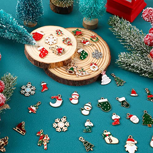 250 Pieces Christmas Charms for Jewelry Making Assorted Alloy Jewelry Pendant Snowman Santa Claus Christmas Tree Elk Christmas Pendant Charm Bulk for DIY Crafts Necklace Bracelet Earring