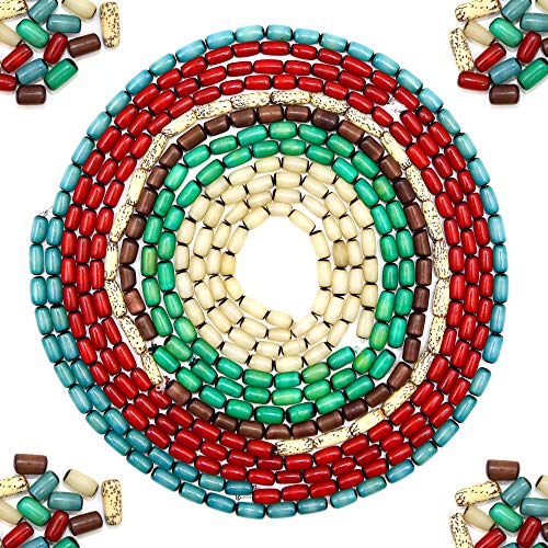 Fun-Weevz 350 African Beads for Jewelry Making, Buri and Betel Nut Bead Strands with 2 Necklaces, Crafts Supplies for Native American, African, Tribal, Indian Bracelets