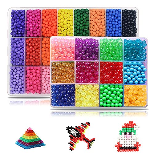 Water Fuse Beads Kit 5mm 36 Colors 8500 Beads Creative Refill Set Magic Water Sticky Beads DIY Art Crafts Toys for Kids Beginners (36 Colors 8500 Beads)