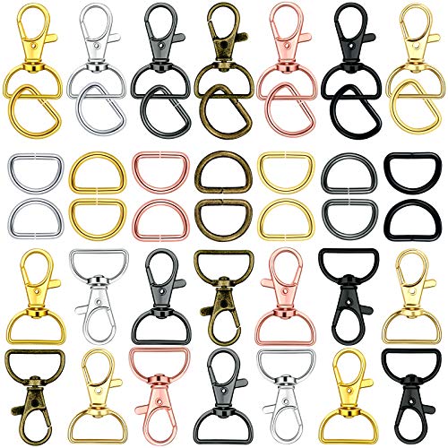 70 Pieces d Rings for Purse d Rings Swivel Clasp Lobster Claw Clasps for Keychains Key Chain Rings D Rings for Purse for Purses Keychain Lanyard Handbags (Mixed Color,25 mm)