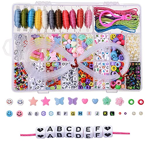 Peirich Jewelry Making Kit Beads for Bracelets - Includes Letter Beads,Bracelets String,Over 1900 pcs A-Z Alphabet Beads Bracelets String Kit for Jewelry Bracelets Making Christmas Birthday Gifts