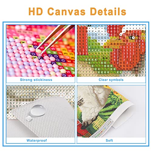 NAIMOER Diamond Painting Kits for Adults Kids, Chicken Diamond Painting Kits 5D Farm Diamond Art Kits Full Drill Crystal Rhinestone Embroidery Pictures Arts Craft for Home Decor (12x16 inch)