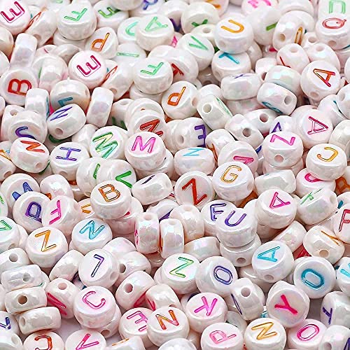 ToBeIT 1000pcs Letter Beads Color Alphabet Beads Round Beads for DIY Bracelet Necklace Jewelry Making Supplies(abs 4x7mm)
