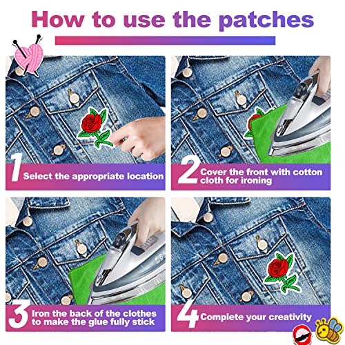 CCINEE 35pcs Embroidered Patches, Assorted Styles Appliques Iron-on/Sew On Sticker for Clothes Dress Plant Hat Jeans Sewing Flowers DIY Accessory Handbag Shoes Caps Decoration