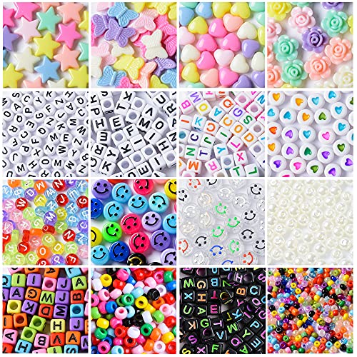 Peirich Jewelry Making Kit Beads for Bracelets - Includes Letter Beads,Bracelets String,Over 1900 pcs A-Z Alphabet Beads Bracelets String Kit for Jewelry Bracelets Making Christmas Birthday Gifts