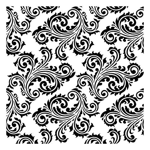 Scroll Damask Stencil (10 mil Plastic) | Decor Stencils for Painting on Wood, Wall, Tile, Canvas, Paper, Fabric, Furniture and Floor | Reusable Stencil | FS072 by Designer Stencils
