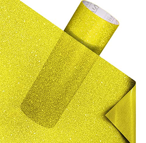 VViViD DECO65 Colorful Crystal Tint Transparent Frosted Crafting Adhesive Vinyl Film 12 Inch by 48 Inch Roll w/ 12 Inch by 24 Inch Sheet of High-Tack Transfer Paper (Gold Yellow)