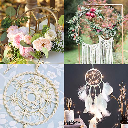 OUTUXED 8pcs Metal Rings for Crafts Dream Catcher Rings Metal Hoops Macrame Ring, Gold Macrame and Dream Catcher Supplies, Centerpiece Table Decorations (8inch)