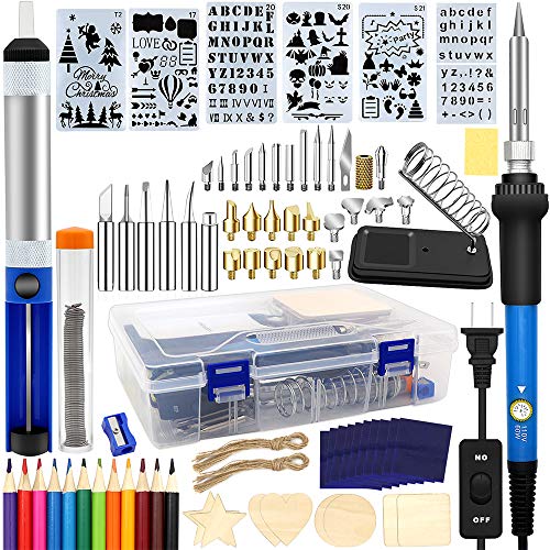 Wood Burning Kit 95pcs, West Bay Soldering Pen with Adjustable On-Off Switch Control Temperature Wood Burning Tool for Embossing/Carving/Soldering Tips/Carrying Box