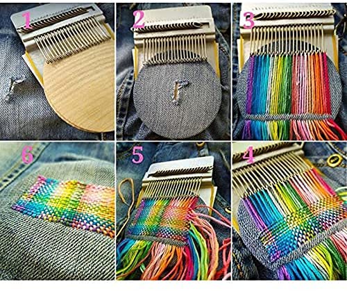 Small Loom Speedweve Type 14Hooks, Darning Loom Speedweve Type Weave Tool, Small Weaving Loom Kit for Beginners Quickly Mending Jeans, Repair Holes Loom for DIY Art on Bag, Sock