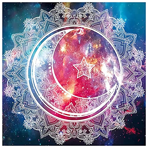 Huacan Moon Star Diamond Painting Kits, Full Square Drill Diamond Painting Kits for Adults, Mandala Diamond Paint by Number, DIY 5D Diamond Art Kit for Beginner Home Wall Decor 11.8x11.8in/30x30cm