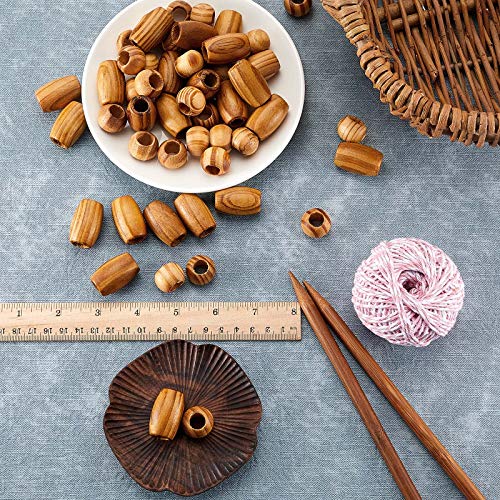 130 Pieces Large Wooden Spacer Beads Wooden Beads Round Loose Beads Tube Beads with 10 mm Large Hole for Jewelry Making Hair DIY Craft Handmade Decor (Fresh Color)