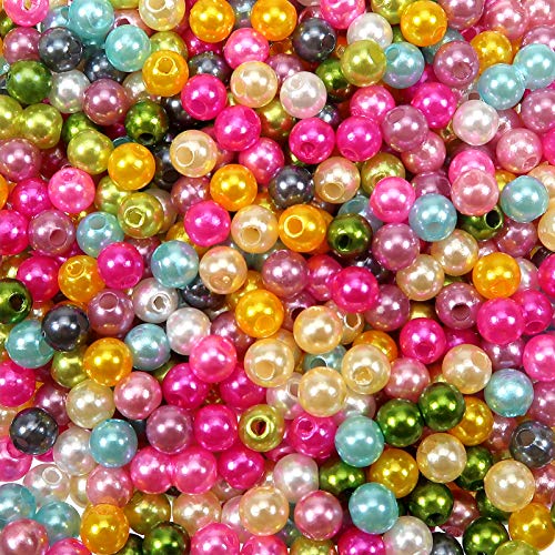 TOAOB 1100pcs Pearl Beads for Jewelry Making 5mm Plastic Pearl Beads Multi Color Loose Round Faux Pearl Beads with Holes for DIY Craft Necklaces Bracelets Jewelry Making