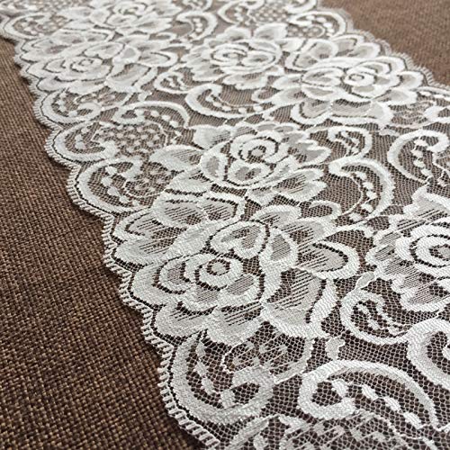 Olive Lace 6 inches Wide White Stretchy lace Ribbon Elastic Trim Fabric with Floral Pattern for Bridal Wedding Decorations , Sewing DIY Making and DIY Crafts-5 Yards (910 White)