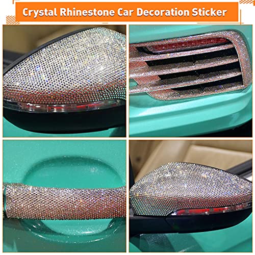 60750 Pieces Bling Rhinestone Sheet Crystal Self-Adhesive Rhinestone Diamond Sticker 59 x 7.87 Inch for DIY Home Car Arts Craft Event Decoration (AB Color)