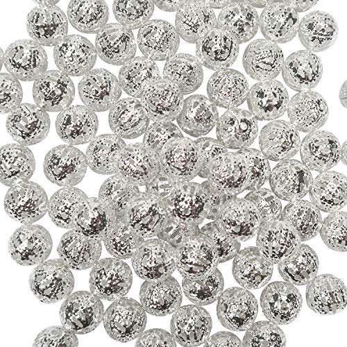 TOAOB 100pcs 8mm Silver Plated Filigree Hollow Ball Beads Round Metal Loose Spacer Beads for DIY Crafts Bracelets Necklaces Earrings Jewelry Making